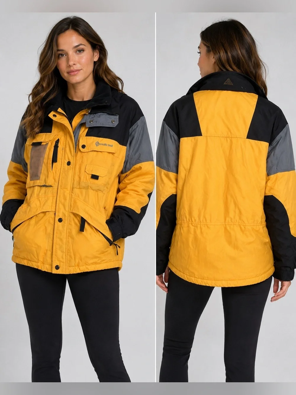 Pacific Trail Vertical Inside Edge Unisex Outwear Parka Jacket Yellow Youth XL